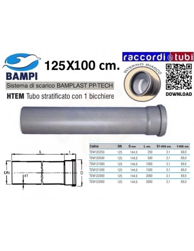 TUBO PP-TECH 1 BICCHIERE 125x100 cm.