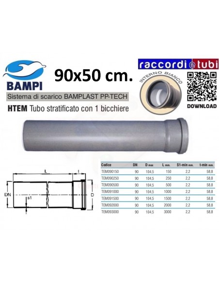 TUBO PP-TECH 1 BICCHIERE 90x50 cm.
