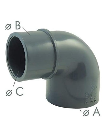 GOMITO RIDOTTO PVC INCOLLAGGIO 90° D.50X40X32