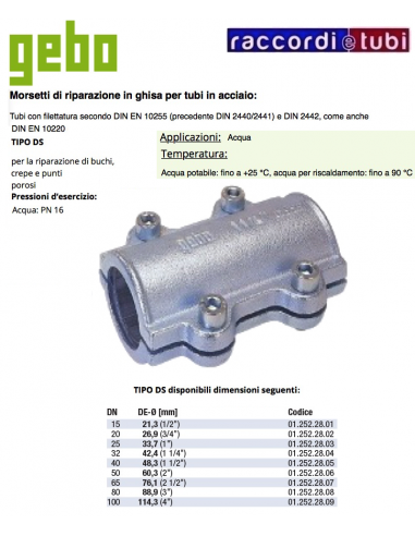 Morsetto di riparazione in ghisa per tubo in...