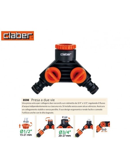 PRESA DUE VIE CLABER CON DUE RUBINETTI  85980000