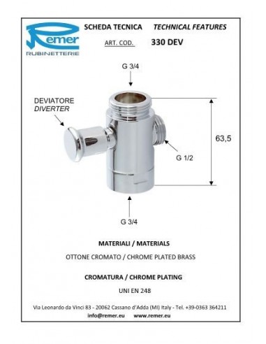 UMLEITVENTIL REMER 3/4X1/2X3/4 FÜR SÄULE 330F