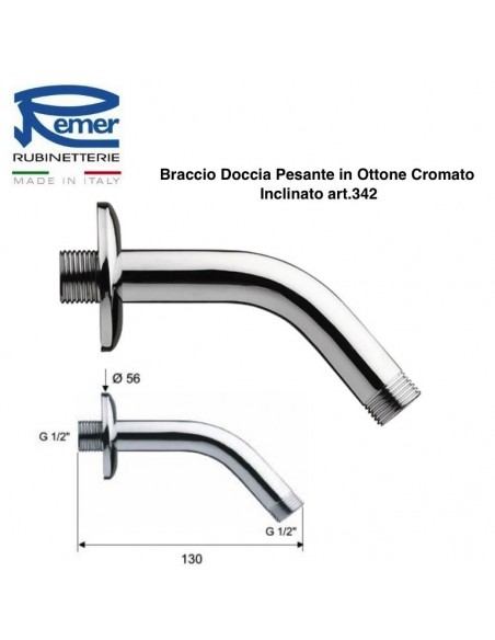 BRACCIO DOCCIA REMER 1/2 LUNGO 45°