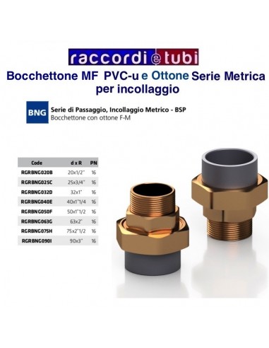 BOCCHETTONE GIUNTO TRE PEZZI PVC/OTTONE MF 1"X32