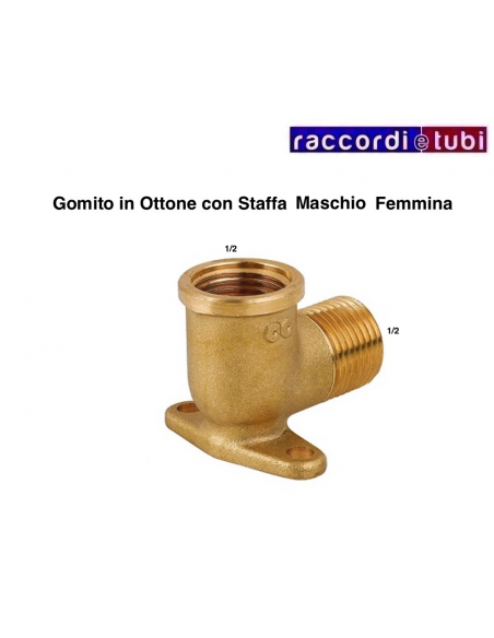 GOMITO IN OTTONE CON FLANGIA MF 1/2X1/2 