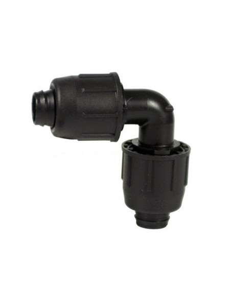 GOMITO PER TUBO PE BD 16X16 CON GHIERE DI SERRAGGIO