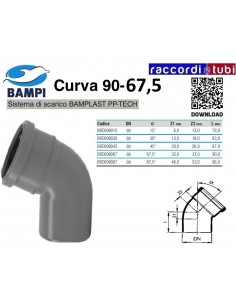 CURVA A INNESTO PP-H/MC DIAMETRO 90-67,5°
