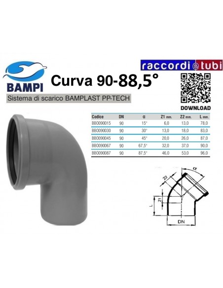 PP-H/MC Steckwinkel DN 90-88,5°