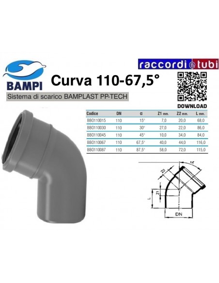 PP-H/MC STECKWINKEL BIEGUNG DURCHMESSER 110-67,5°