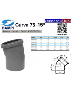 CURVA A INNESTO PP-H/MC DIAMETRO 75-15°