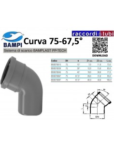 CURVA A INNESTO PP-H/MC DIAMETRO 75-67,5°