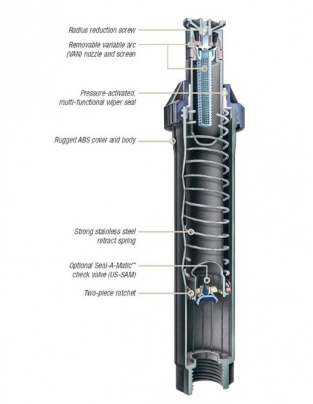 IRRIGATORE STATICO RAIN BIRD US412 CM.10 COMPLETO DI TESTINA REGOLABILE