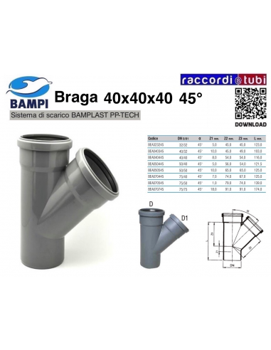 BRAGA A INNESTO PP-H/MC DIAMETRO 40x40x40 45°