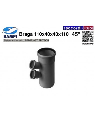 BRAGA A INNESTO PP-H/MC DIAM.110X40X40X110 45°
