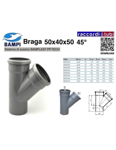 BRAGA A INNESTO PP-H/MC DIAMETRO 50X40X50 45°