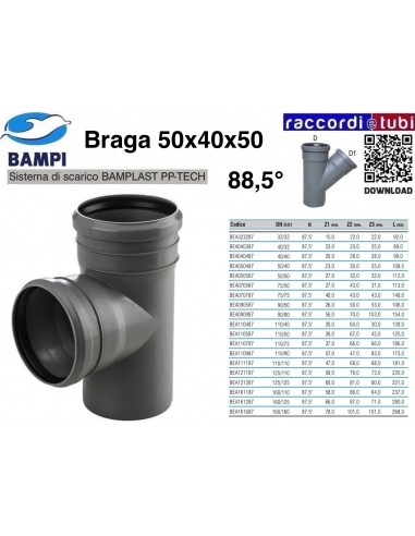 BRAGA A INNESTO PP-H/MC DIAMETRO 50X40X50 88,5°