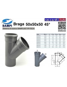 BRAGA A INNESTO PP-H/MC DIAMETRO 50X50X50 45°
