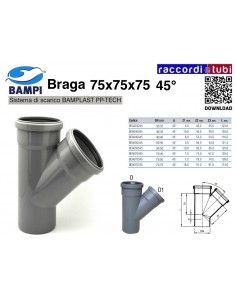 BRAGA A INNESTO PP-H/MC DIAMETRO 75X75X75 45°