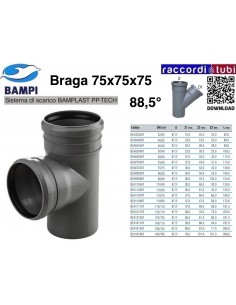 BRAGA A INNESTO PP-H/MC DIAMETRO 75X75X75 88,5°