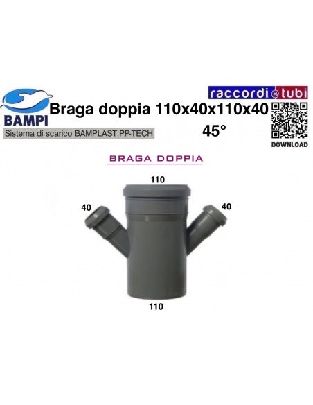 BRAGA A INNESTO PP-H/MC DIAM.110X40X110X40 45°