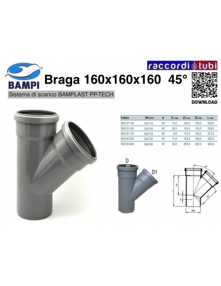 BRAGA A INNESTO PP-H/MC DIAMETRO 160X160X160 45°