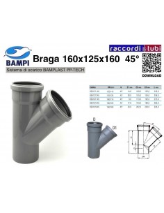 BRAGA A INNESTO PP-H/MC DIAMETRO 160X125X160 45°