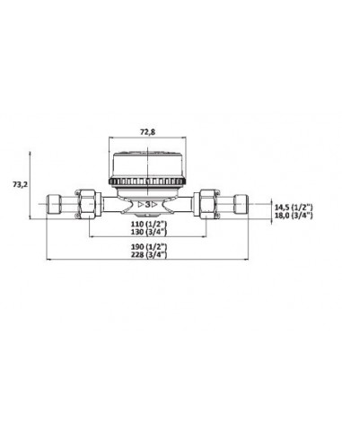 WARMWASSERZÄHLER 1/2'' LÄNGE 110mm