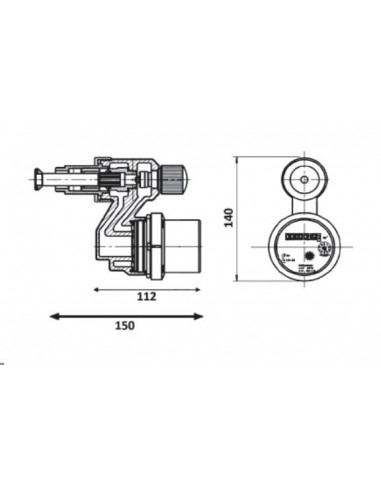 CONTATORE A TURBINA, CON RUBINETTO CONCENTRICO 1/2