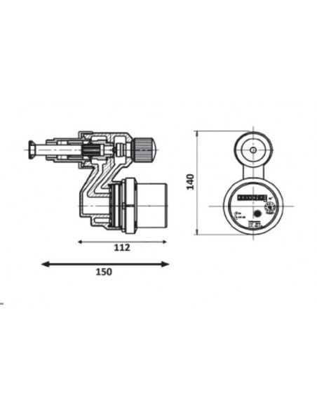 CONTATORE A TURBINA, CON RUBINETTO CONCENTRICO 1/2