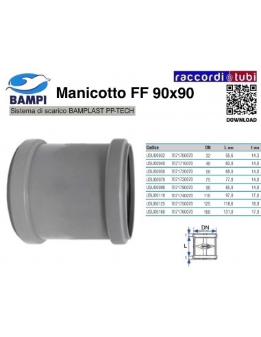 MANICOTTO A INNESTO FF PP-H/MC DIAMETRO 90