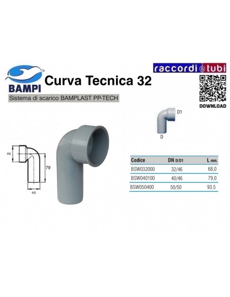TECHNISCHER BOGEN MIT STECKVERBINDUNG PP-H/MC 32X46
