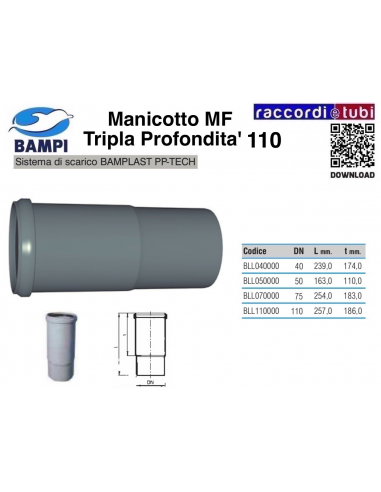 MANICOTTO A INNESTO MF 110 PP-H/MC TRIPLA...