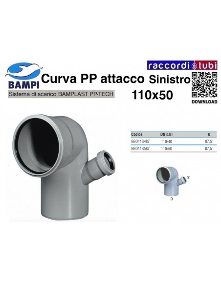 CURVA A INNESTO PP-H/M SINISTRA 110X50