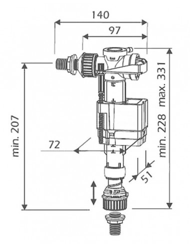 MAGNETISCHER SCHWIMMER NIEDRIGER ANSCHLUSS 3/8...