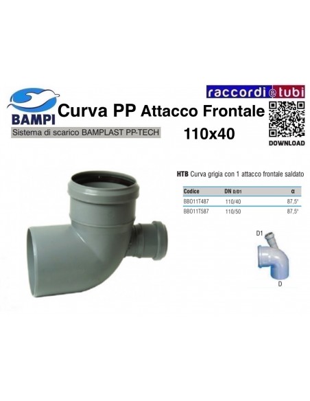 CURVA A INNESTO PP-H/M ATTACCO FRONTALE 110X40
