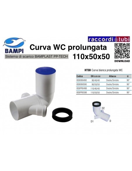 WC-Bogen PP-H/MC Durchmesser 110X50X50 Rechts-Links