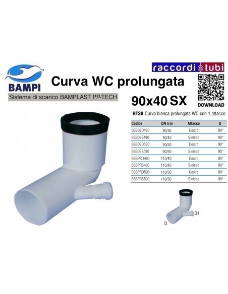CURVA WC PP-H/MC DIAMETRO 90X40 SINISTRA