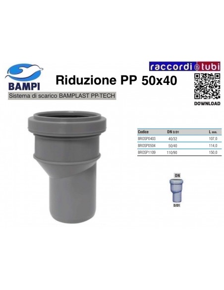 RIDUZIONE A INNESTO PP-H/MC MF 40X50