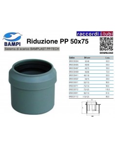 RIDUZIONE A INNESTO PP-H/MC MF 75X50