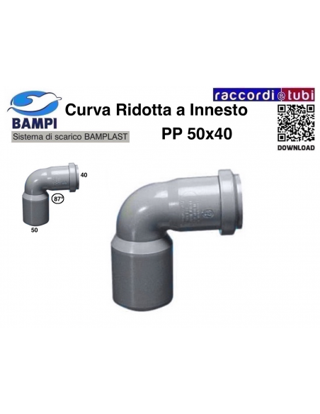 Bogen mit Muffenverbindung PP-H/MC reduziert 50x40 AG 90°