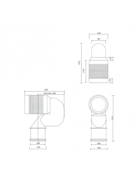 WC-Bogen DURCHMESSER mm.110 MIT VERGRÖSSTER VERSCHIEBUNG