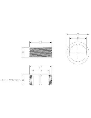 VERZINNTE MESSINGNIPPELN FÜR BELÜFTER mm22/1x22/1