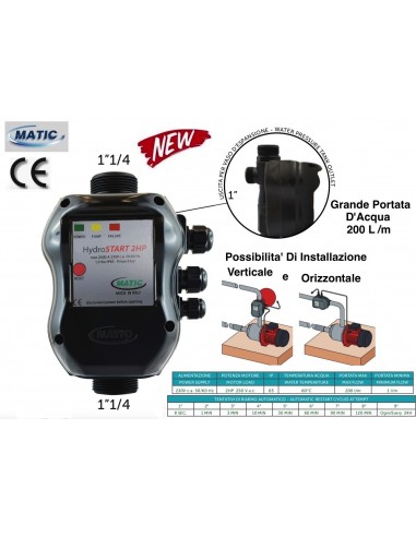 PRESSOFLUSSOSTATO HYDROSTART 2HP 1.1/4 MATIC