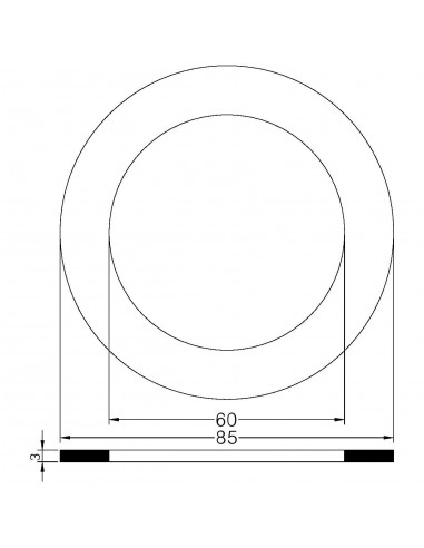 GUARNIZIONE PIANA NERA DA mm.1 DIAMETRO 2"