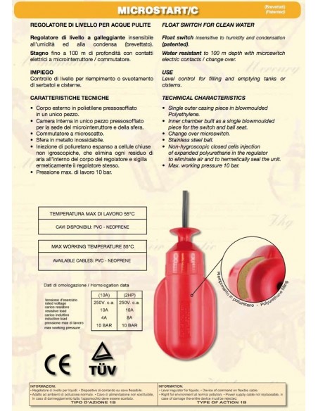 ELETTROGALLEGIANTE MICROSTART/C HP.2 MT.5 PVC