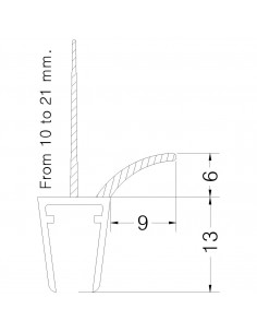 PROFILO PARAGOCCE ORIZZ. P/BOX CRIST.mm. 6/8 ALA PERP. mm.21 2