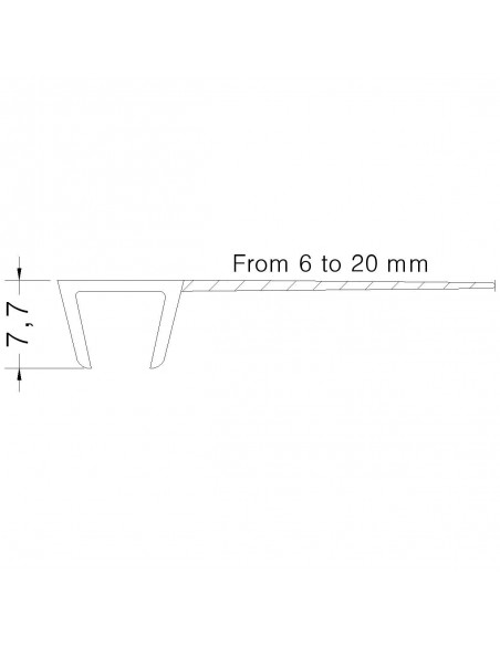 TROPFSCHUTZPROFIL VERTIC BOX AUS KRISTALL mm. 8 AUSLAGE mm. 20