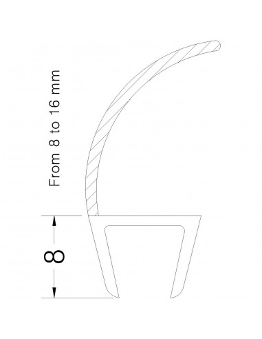 PROFILO VERTICALE CURVO BOX IN CRIST. mm.6...