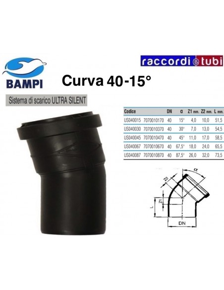 CURVA A INNESTO ULTRA SILENT DIAM.40  15°