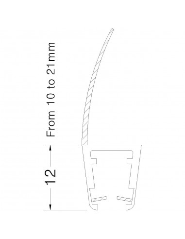PROFILO P/BATTUTA PORTA BOX CRIST. mm. 3-4-5...